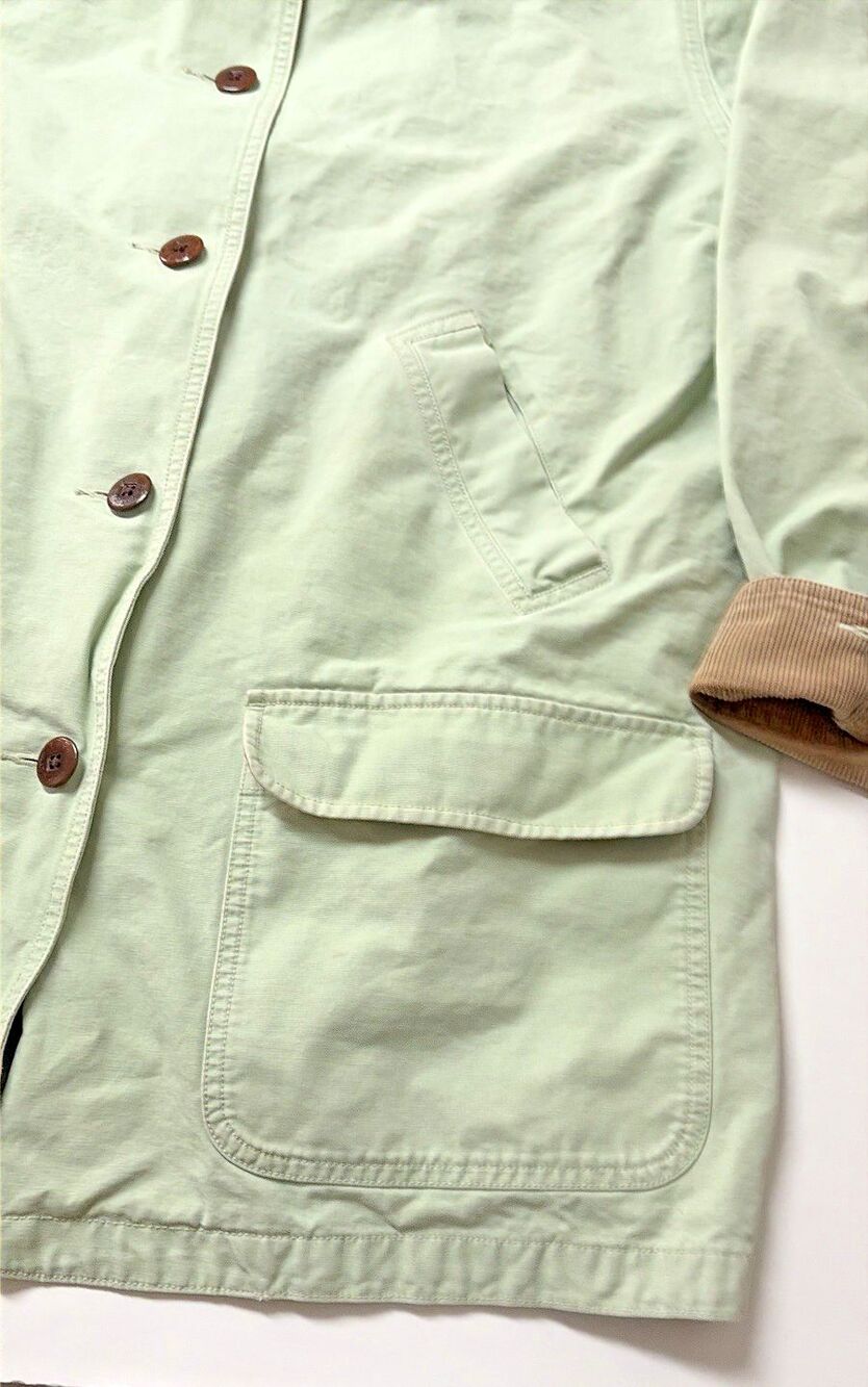 LL Bean Vintage Barn Coat Womens 2X Faded Sage Canvas Chore Jacket Lined - Picture 2 of 11